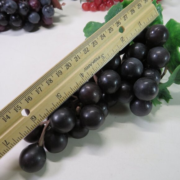 Vintage (4) faux fruit Dark Purple and Red Grapes (drapes well) Decor - Picture 3 of 6